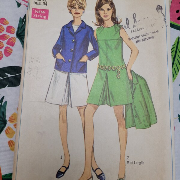 CUT: Simplicity 7528 Pattern, Juniors' & Misses Pantdress in two lengths and Jacket Pattern, Sleeveless pantdress, Collarless dress pattern