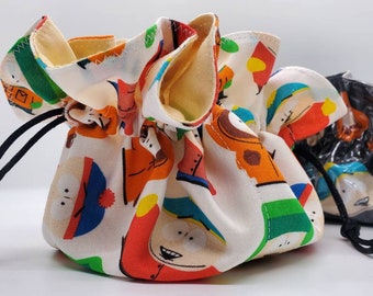 South Park Dice Bag, Jewelry Pouch, Stash Bag for jewelry and accessory travel bag, Game Token Bag, South Park swag, jewelry bag pouch