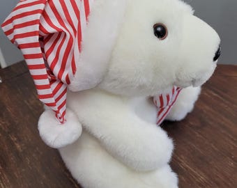 1993 Coca Cola Polar Bear Stuffed Animal, vintage holiday Christmas Polar Bear, as seen on TV Coke Polar Bear Stuffie