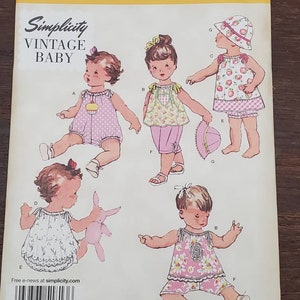 UNCUT: Simplicity 1813 Pattern, Simplicity Vintage Baby Pattern, Babies&#39; Romper, Dress, Top, Pants, Panties and Hat Pattern, c. 2012.