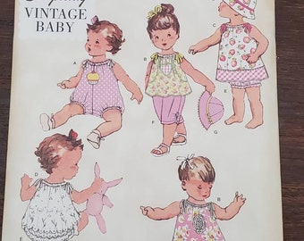 UNCUT: Simplicity 1813 Pattern, Simplicity Vintage Baby Pattern, Babies' Romper, Dress, Top, Pants, Panties and Hat Pattern, c. 2012.