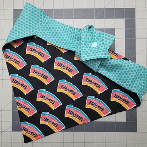 Cute NBA San Antonio Spurs Dog Bandanas, Pet Bandanas, Tie & Snap Style, Reversible and washable doggie apparel/bandanas. Five size options. image 1