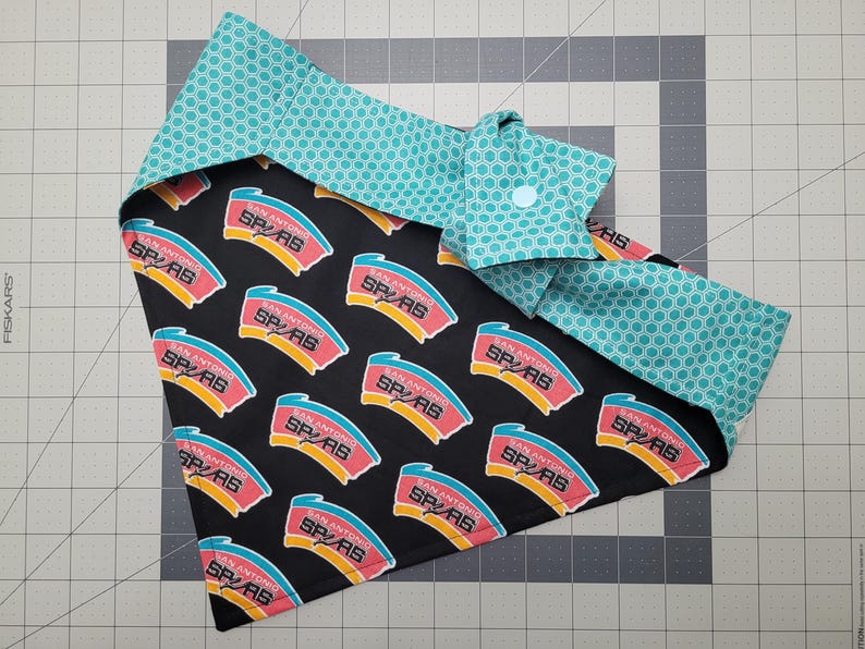 Cute NBA San Antonio Spurs Dog Bandanas, Pet Bandanas, Tie & Snap Style, Reversible and washable doggie apparel/bandanas. Five size options. image 1