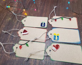 Unique Inked Christmas Gift Tags, Quilled Paper Holiday Tags, Hanukkah Present Gift Tags, Handmade Gift Tags, Christmas Filigree Gift Tags