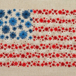 Cross-Stitch Pattern of the American Flag - Starbursts and Stripes