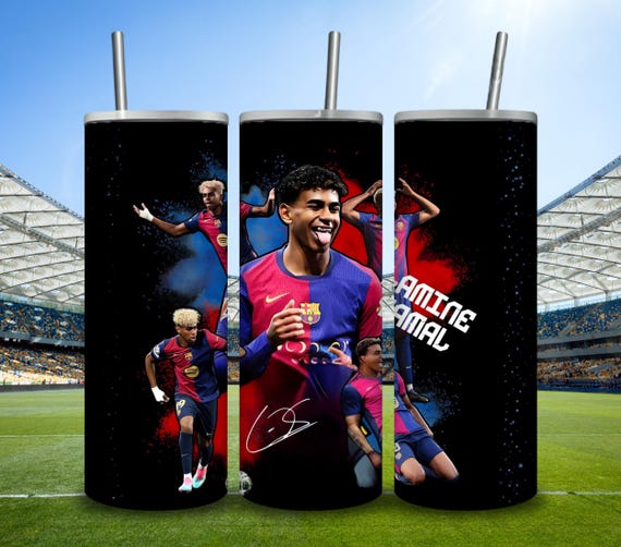 Lamine Yamal Tumbler Wrap PNG | Barcelona Fan Gift | 20oz Skinny Sublimation Design | Spain Soccer Star Graphic Digital Download