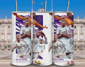 Kylian Mbappé Tumbler Wrap / Regalo de aficionado al fútbol de Madrid (Descarga digital)