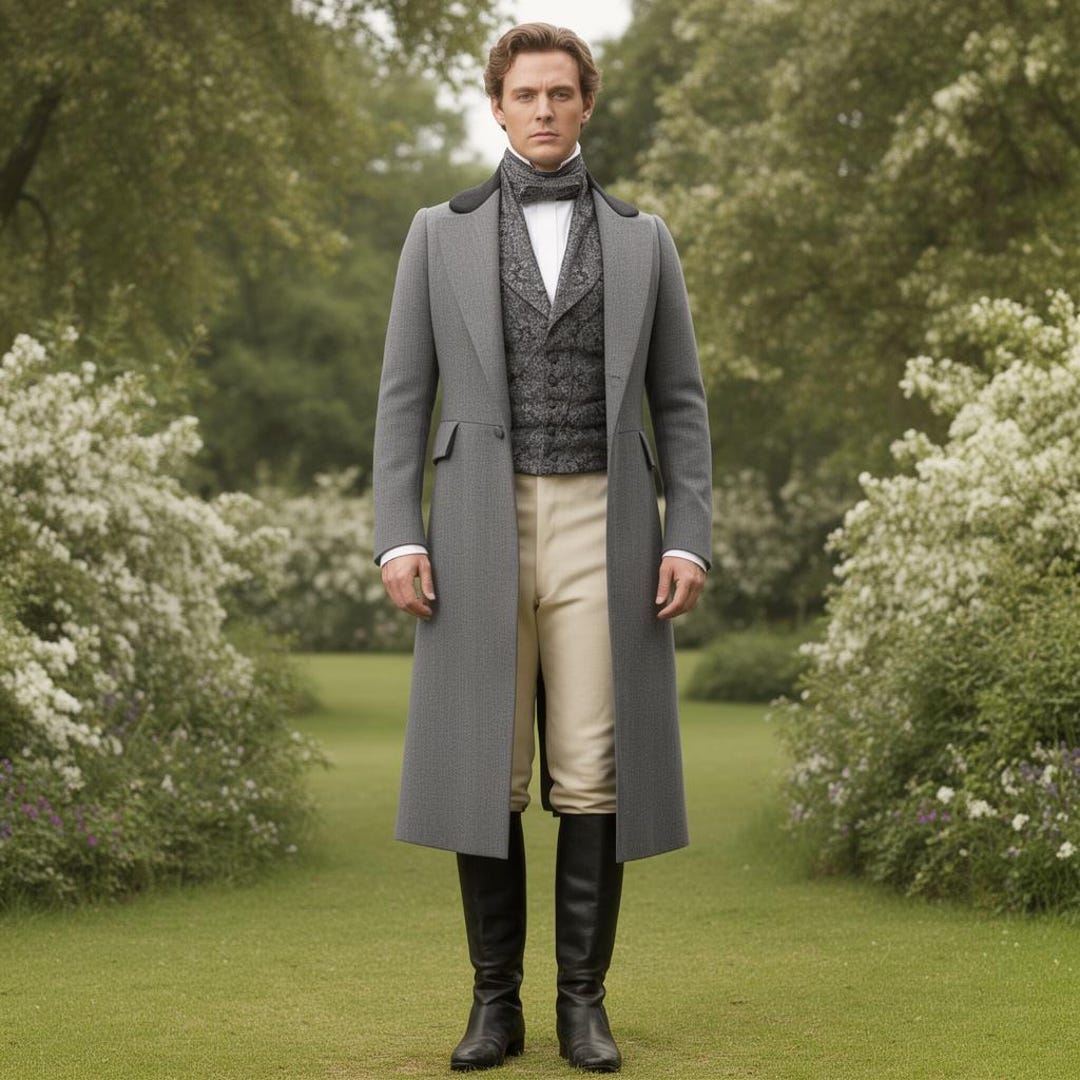 Regency Style Men Men's Regency Wool Tailcoat Outfit Brocade Vest & Breeches - Etsy