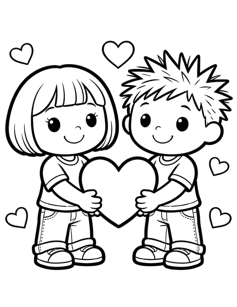 Printable Kids Valentine's Day Coloring Pages for School or Party - Etsy