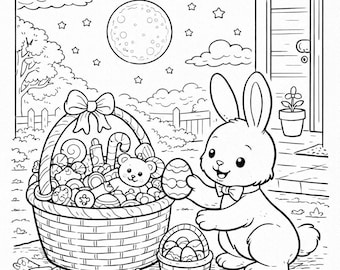 Bundle of 10 Easter Coloring Pages Kids Printable Bundle Easter Activity Pages Easter Egg Hunt Bunny Coloring Sheets Instant Download