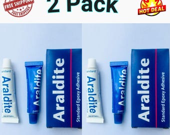Paquete de 2 adhesivos epoxi Araldite Standard de 2 componentes (resina y endurecedor) con envío gratuito. 13 g (7 g de resina + 6 g de endurecedor).