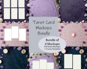 Mockup Bundle of 4 - Tarot Card Spread Templates - PNG and Smart Mockups - PSD Photoshop and Canva Templates