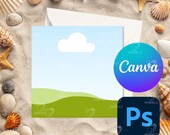 Mockups Bundle of 5, Square Greeting Card, Smart Object PSD, Seashell Mockups