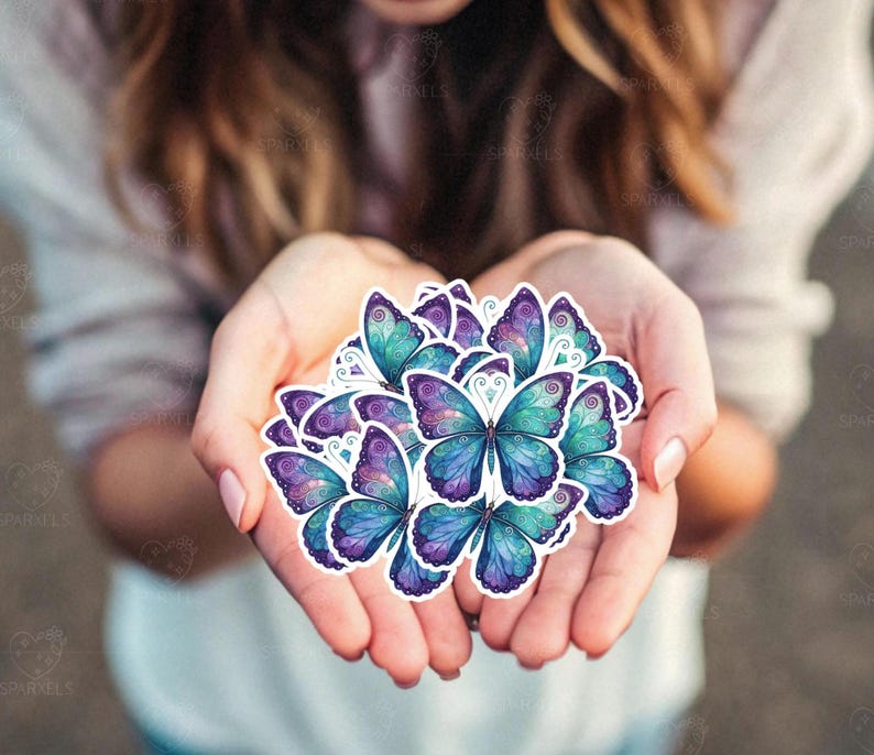 Die-cut Sticker Mockup - Sticker Pile in Hands- Small Stickers ...