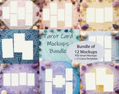 Mockup Bundle of 12 - Tarot Card Spread Templates - PNG and Smart Mockups - PSD Photoshop and Canva Templates