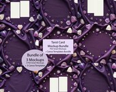 Bundle of 3 Mockups - Tarot Cards - Canva, PNG and Smart Mockups - PSD Photoshop or Canva Template