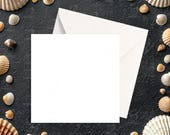 Mockup Photoshop and Canva - Seashell- Square Greeting Card, Smart Object PSD, Seashell Templates