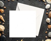 Mockup Photoshop and Canva - Seashell- Square Greeting Card, Smart Object PSD, Seashell Templates