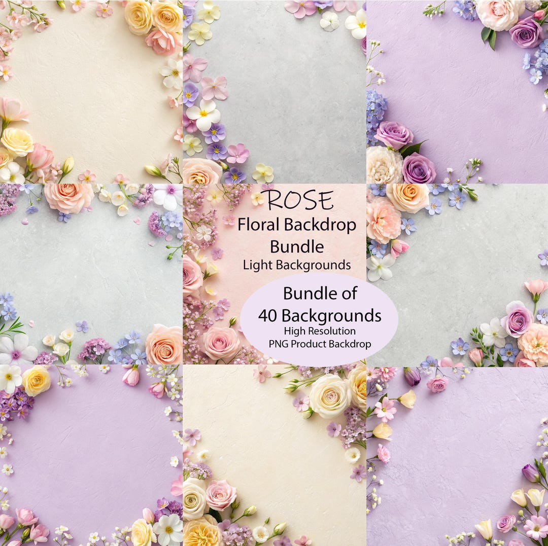 Product Backdrops, Flat Lay Backgrounds - Floral - Digital Background ...