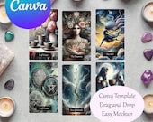 Canva Template - Tarot Card Spread - Easy Drag and Drop Canva Mockup