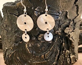 Sterling disks drops on sterling silver earrings