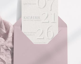 Save the Date Wedding Invitation, Editable Canva Template, Minimalist Wedding Announcement, 5x7 Printable Invite, Digital Download