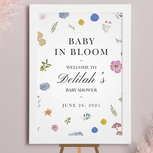 Baby in Bloom Welcome Sign Template Wildflower Baby Shower Baby in Bloom Sign Template Minimalist Welcome Sign Template
