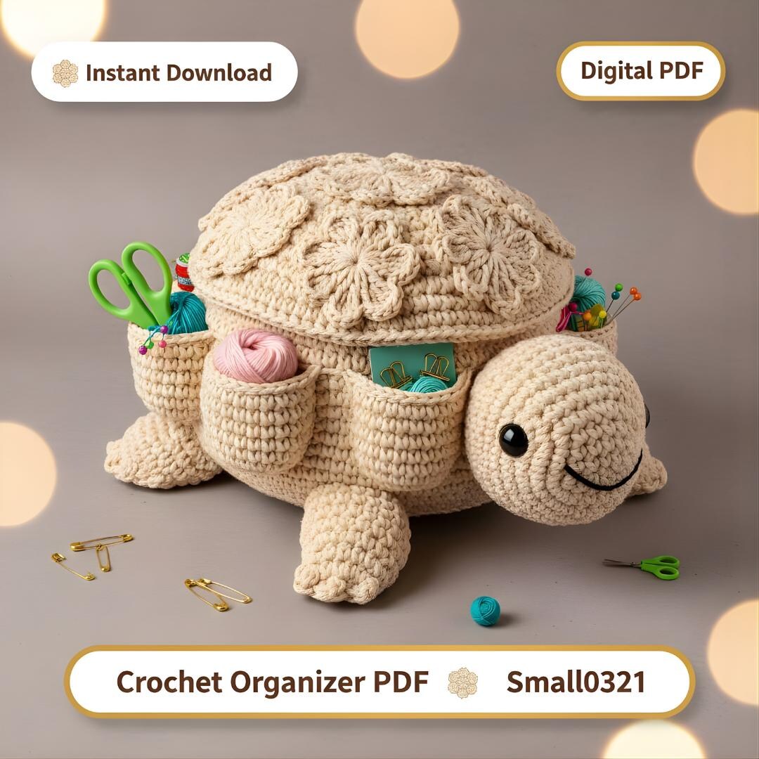 Crochet Turtle Craft Organizer Basket Pattern PDF | Large Storage ...