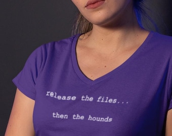 Release the Files V-Neck Cotton Tee, Activist Shirt
