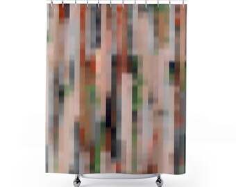 Abstract Color Block Polyester Shower Curtain, Modern Boho Bathroom Decor