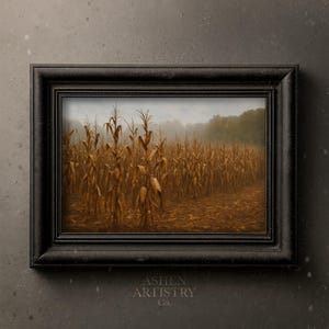 Dried Cornfield Wall Art | Autumn Harvest Print | Rustic Fall Farm Decor | Country Landscape Photography | Moody Printable Wall Art