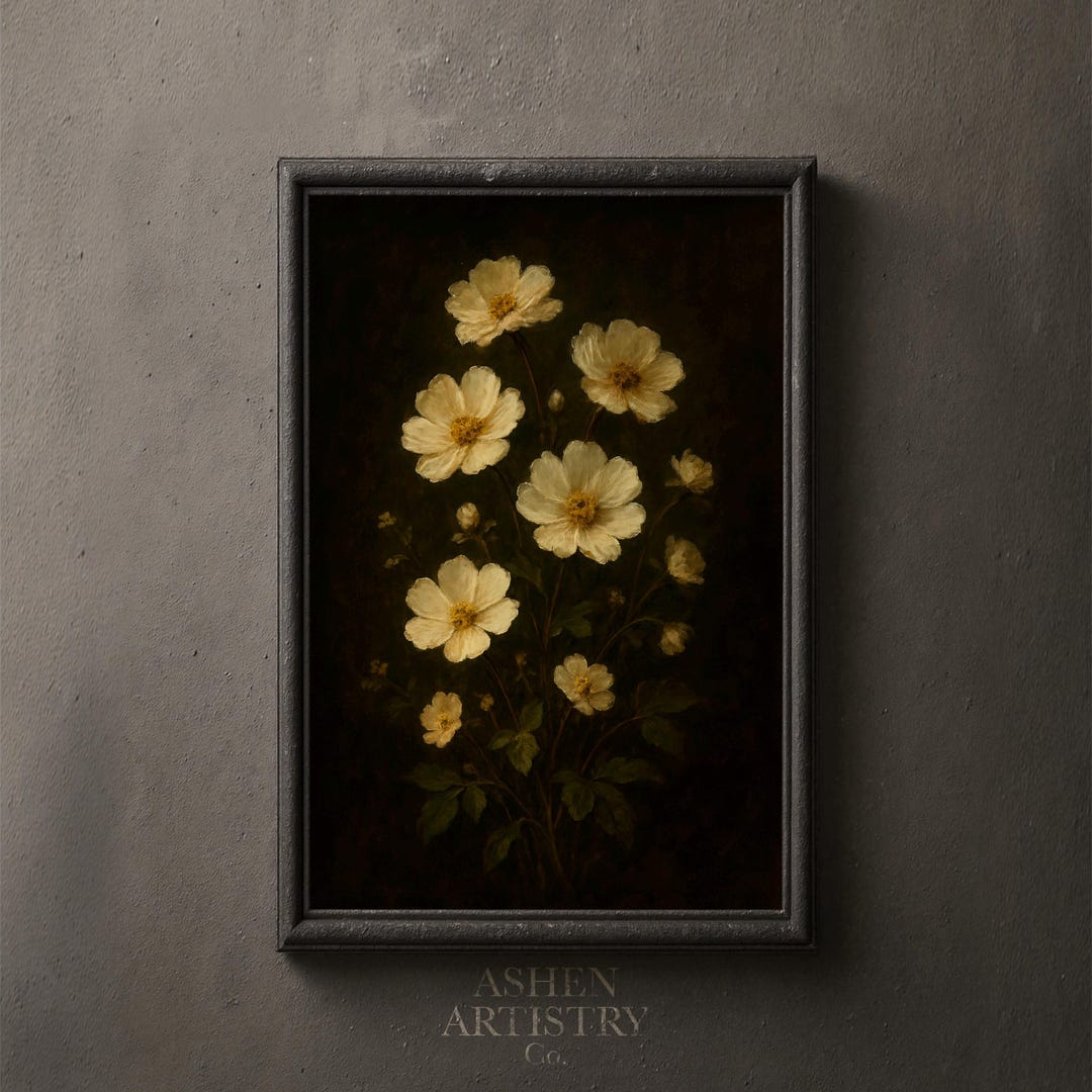 Moody Wildflower Wall Art Printable – Vintage Floral Still Life ...