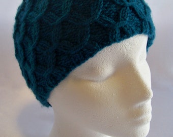 Teal Blue Hat, Winter Hat, Pattern Hat, Geometry Weave Beanie, Winter Warm Hat, Warm Beanie, Winter Beanie, Winter Cap