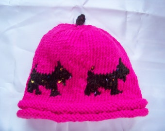 Girl's knitted pink Scotty Dog Hat