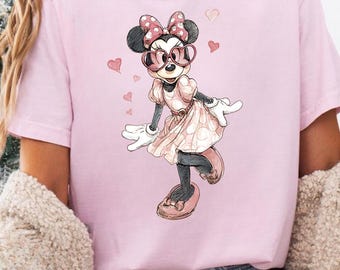 Disney Classic Minnie Mouse Comfort Color Shirt Retro Minnie T-Shirt for Disneyland Trip, Disneyland Holiday Family Matching Shirt VL41