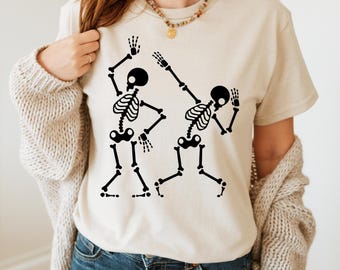 Fall Shirt, Dancing Skeleton Shirt, Happy Halloween T-shirt, Halloween Tee Sweatshirt, Halloween Costume Shirt, Womens Halloween Shirt Gift