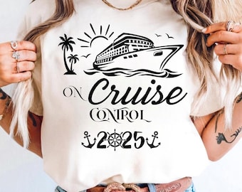 On Cruise Control Shirt, Vacation Tee, Family Matching Tee, Cruise Vibes Shirt, Family Vibes Tee, Summer Holiday Tee, Retro Summer Tee TR5