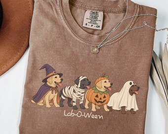 Camiseta de Halloween para Labrador, Camiseta Lab O Ween, Camiseta de perro Labrador espeluznante, Camiseta Labrador Retriever, Camiseta Halloween Dog Mom Comfort Colors, HW123