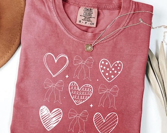 Comfort Colors® Coquette Hearts Shirt, Retro Cute Heart Shirt, Love Valentines Day Shirt, Girls Valentines Day Shirt, Loved Ones Gifts, VL69