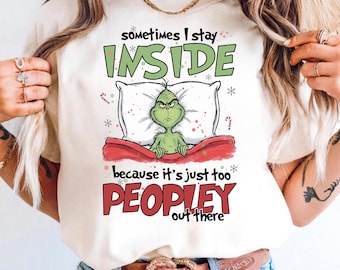 Camiseta Comfort Colors® del Grinch, A veces me quedo en casa, Sudadera caprichosa del Grinch Ooh Ah, Camiseta unisex festiva, Camiseta de película navideña CM260