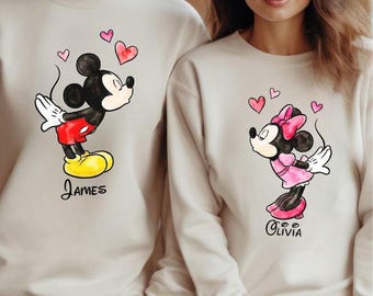 Personalized Lover Mickey and Minnie Sweatshirt, Custom Valentine Gift Shirt,Disney Couple Disney Matching Shirt,Disney Lover Gift VL34