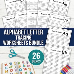 Alphabet Tracing Worksheets PDF, A–Z Uppercase and Lowercase Letters, Tracing Letters Font for Handwriting Practice, Pre-K & Kindergarten