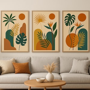 Vibrant Tropical Botanical Print for Modern Decor-Colorful Ferns Abstract Art for Chic Home Decor