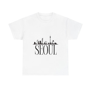 Seoul T-Shirt - Korea Skyline T-Shirt, Namsan Turm Grafik-Shirt, minimalistisches Stadtdesign, koreanische Stadt Reise-Souvenir, Streetwear Geschenk