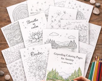 Grounding Coloring Pages for Anxiety | 15 Printable Designs for Nervous System Regulation, Stress Relief & Mindful Calm