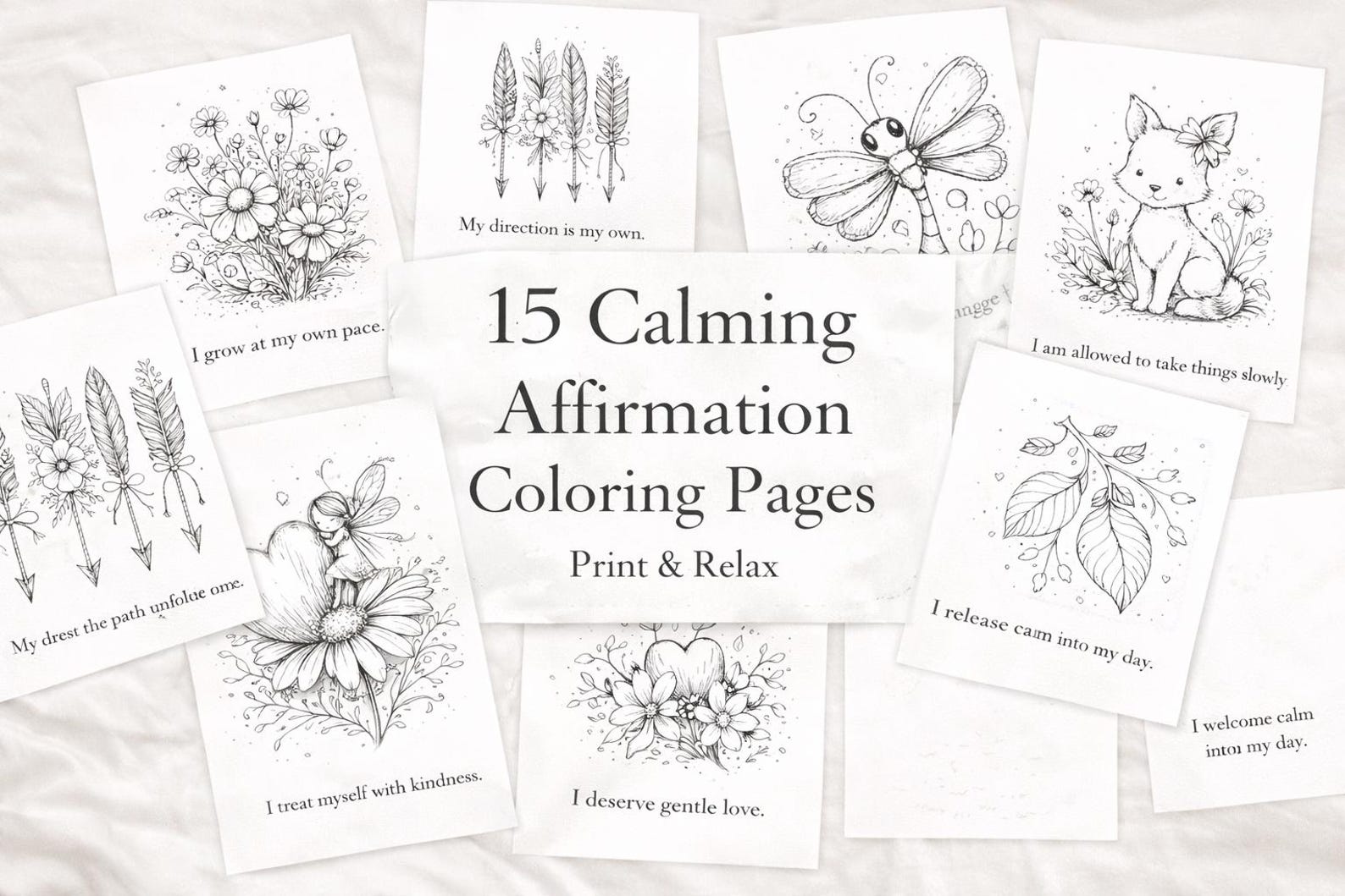 Calming Coloring Pages for Adults | Gentle Affirmation Coloring Book ...