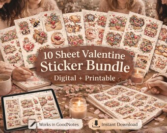 Boho Valentine Stickers | 10 Sheet Planner