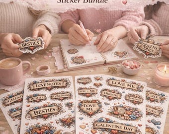 Valentine's Day Stickers | Galentine's, Love Notes (Digital Download)