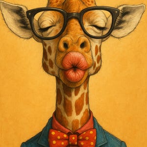 Bow Tie Giraffe Journal | Funny Animal Writing Notebook with Lined & Illustrated Pages