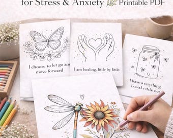 Affirmation Coloring Pages Printable | Anxiety Relief Coloring Book | Mindfulness & Self Care Coloring Pages | Instant Download